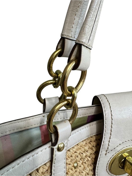 Coach Hamptons Weekend Straw Tote Bag Legacy Interior